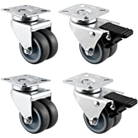 HAUSEE Ruedas dobles giratorias para muebles de 50 mm- ruedas giratorias con freno- capacidad de carga de 400 kg de TPR…